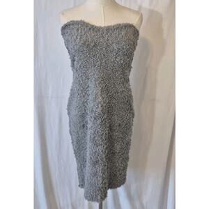 Ron Herman Womens Designer Gray Terry Cloth Strapless Mini Dress Small